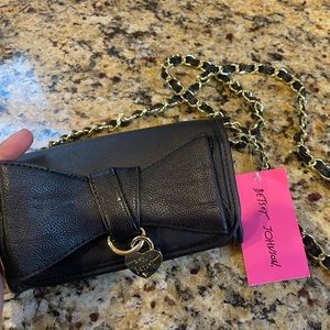 NWT Betsey Johnson black/gold crossbody bag/ purse
